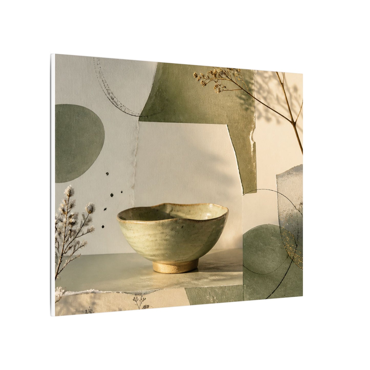Warm Ceramic Bowl Canvas Art - Minimal Line Japandi