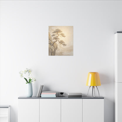 Winter Pine Tree Japanese Pattern Canvas Art | Elegant Decor