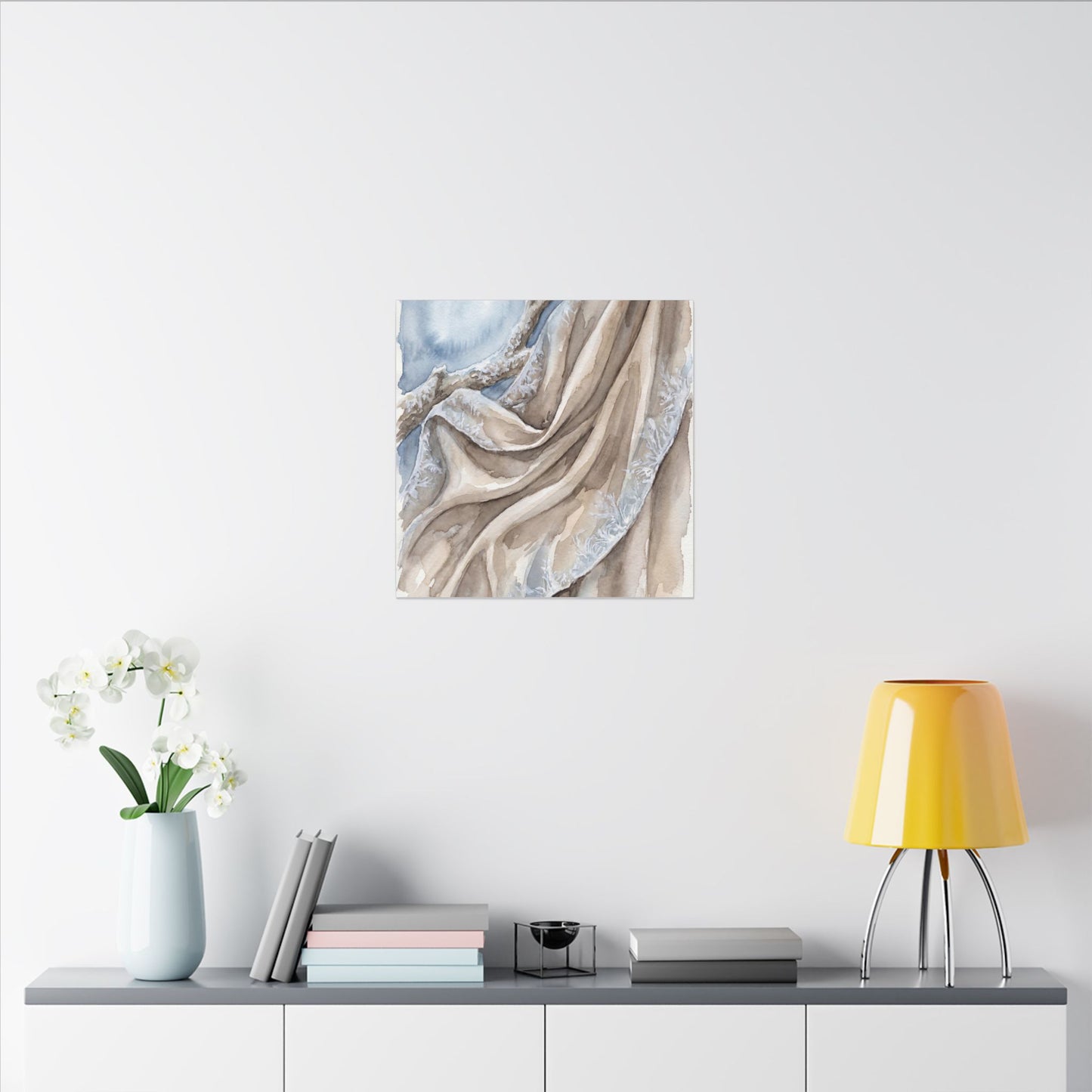 Silk Drape Winter Canvas Art | Japandi Cozy Design