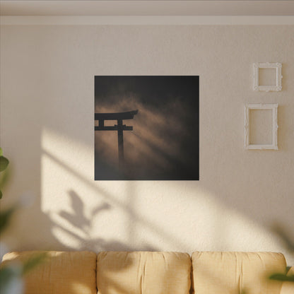 Torii Gate Shadow Zen Canvas Art | Bold Dark Japandi Art