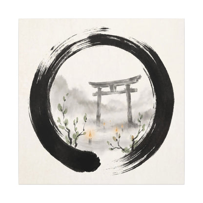 Spring Torii Gate Enso Canvas Art | Tranquil Decor
