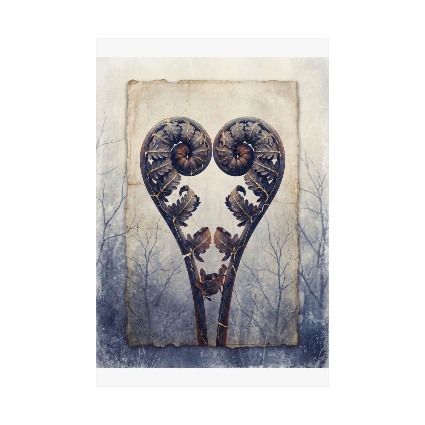 Overcast Fern Unfurling Wall Art Print - Kintsugi Kanso