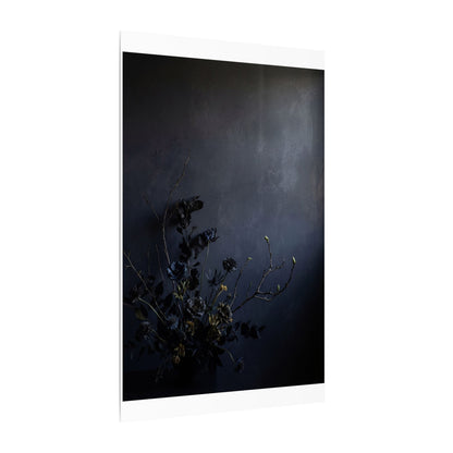 Dried Flowers Spring Canvas Art | Dark Japandi Moody Design