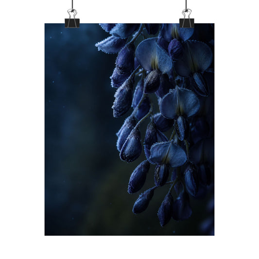 Wisteria Shadow Zen Wall Art Print | Sophisticated Dark Japandi Art