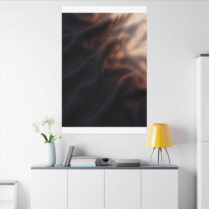 Dark Japandi Silk Drape in Dawn | Shadow Zen Canvas Art