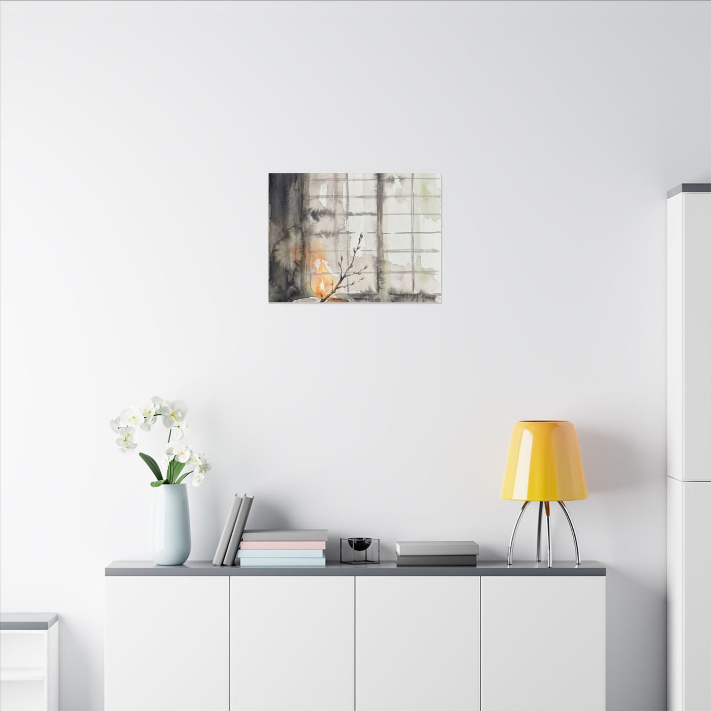 Shoji Screen Canvas Art | Spring Japandi Watercolor Art