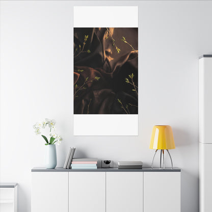 Dark Japandi Silk Drape in Golden Hour | Moody Minimal Canvas Art