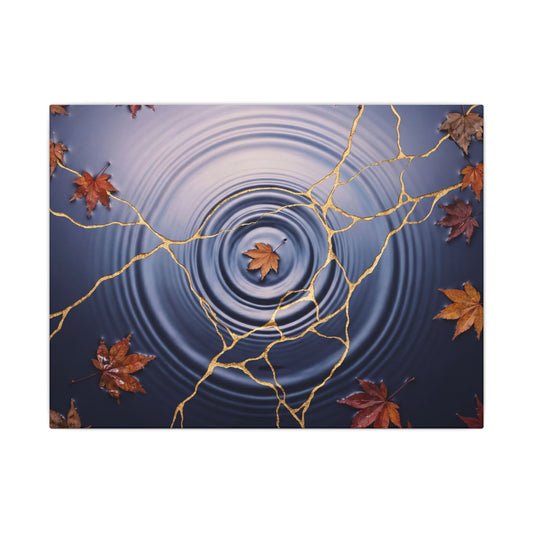 Kintsugi Water Ripple in Dawn | Gold Vein Canvas Art