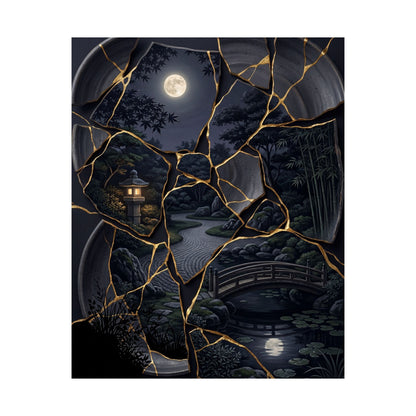 Summer Moonlit Garden Gold Repair Wall Art Print | Philosophical Decor