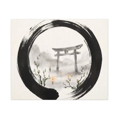 Spring Torii Gate Enso Canvas Art | Tranquil Decor