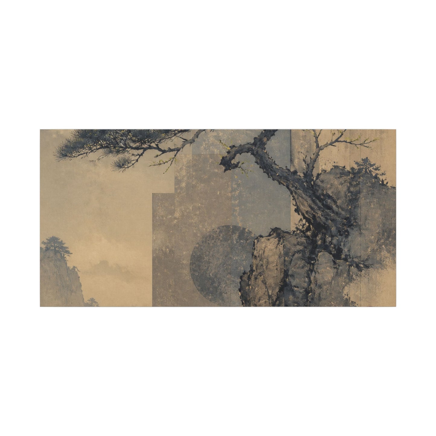 Japandi Pine Tree in Moonlight | Japanese Pattern Canvas Art