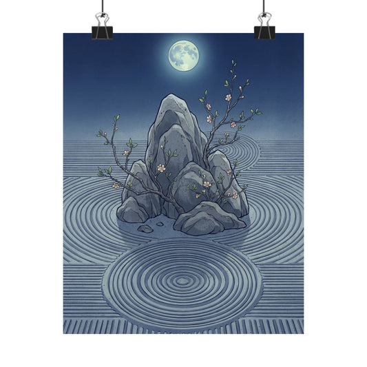 Kanso Rock Garden Wall Art Print - Zen Ukiyo E Inspired Art Print