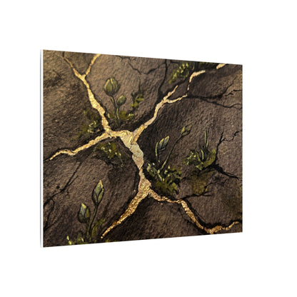 Spring Cracked Earth Charcoal Ink Canvas Art | Luxurious Decor
