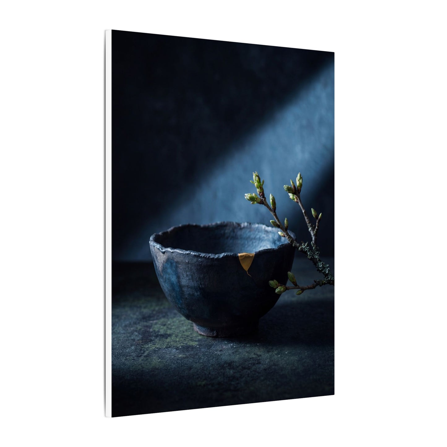 Ceramic Bowl Shadow Zen Canvas Art | Sophisticated Dark Japandi Art