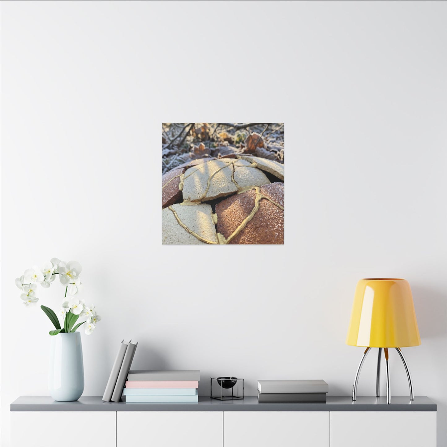 Broken Pottery Crackle Gold Canvas Art | Healing Kintsugi Art