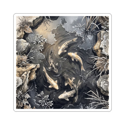Japandi Koi Pond in Golden Hour | Japanese Pattern Sticker