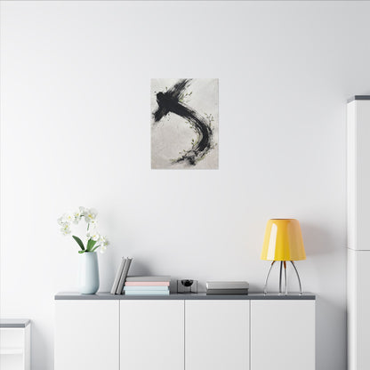 Ink Brushstroke Spring Canvas Art | Dark Japandi Sophisticated Design