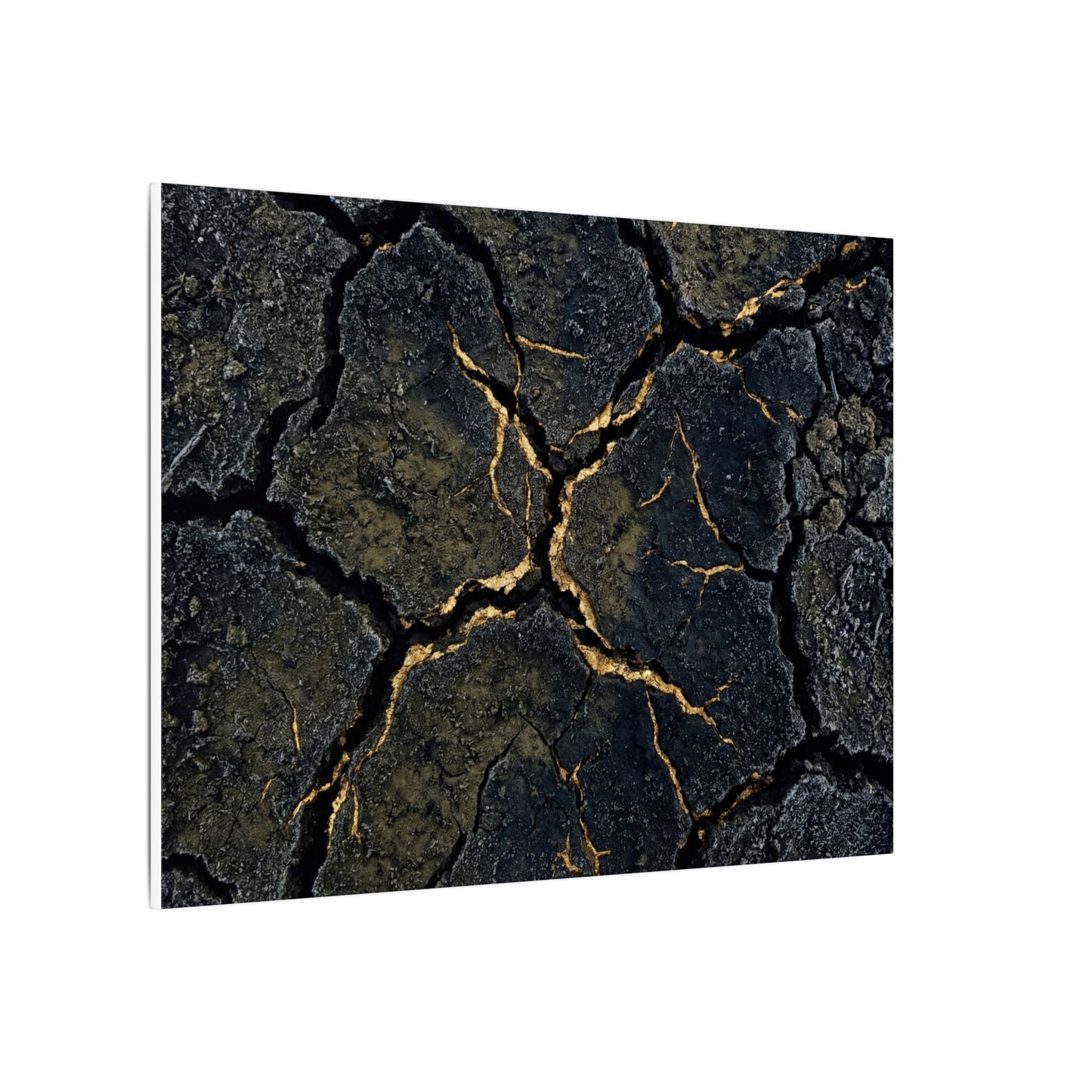 Overcast Cracked Earth Canvas Art - Dark Japandi Ma