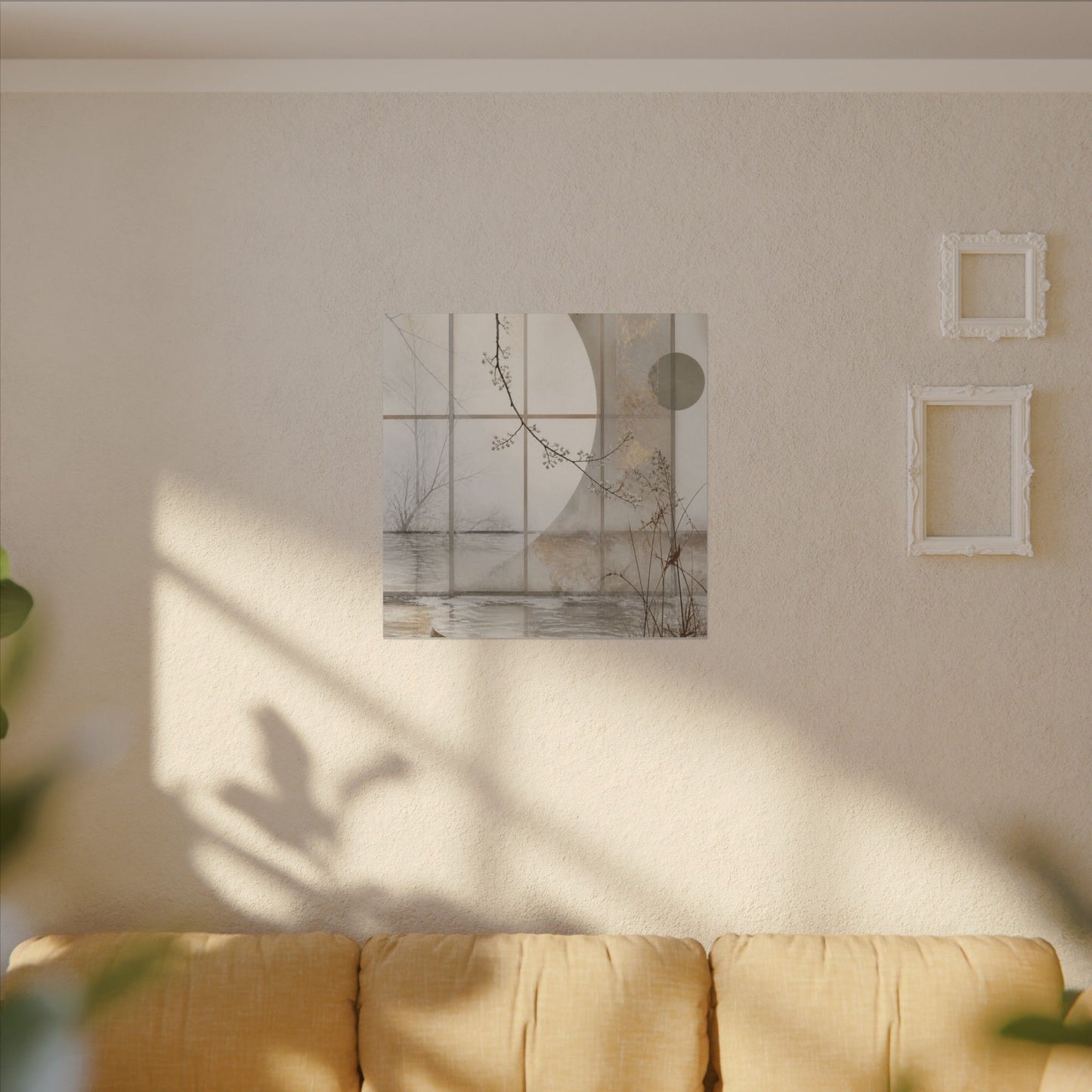Winter Shoji Screen Japanese Pattern Canvas Art | Elegant Decor