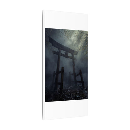 Dark Japandi Torii Gate in Dappled | Moody Minimal Canvas Art