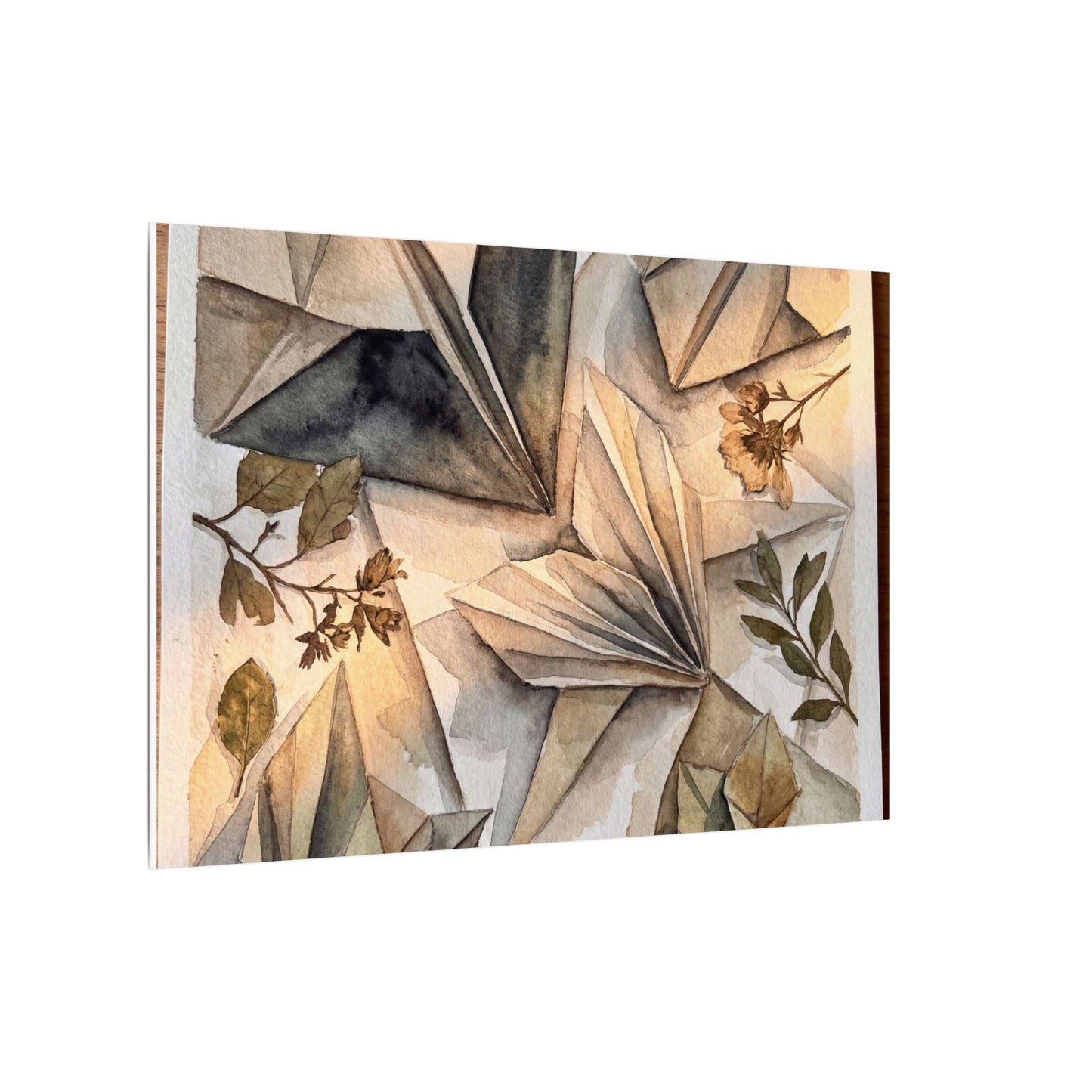Golden Hour Paper Fold Canvas Art - Japandi Seijaku