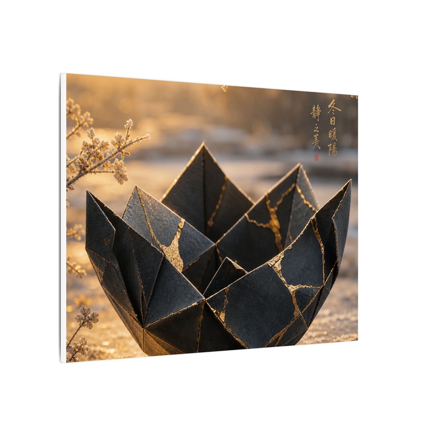 Kintsugi Paper Fold in Golden Hour | Gold Repair Canvas Art