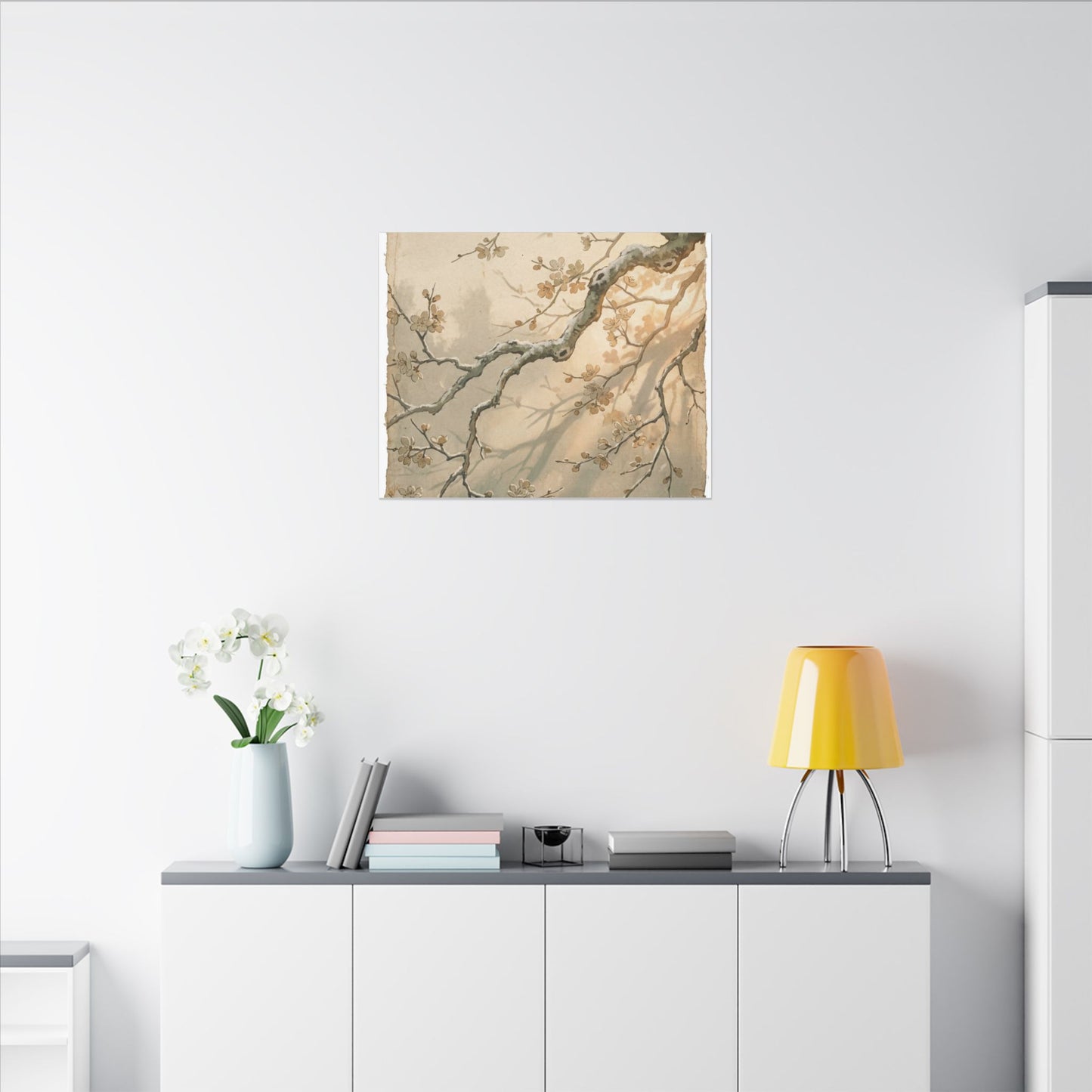 Cherry Blossom Canvas Art | Winter Japandi Japanese Pattern Art