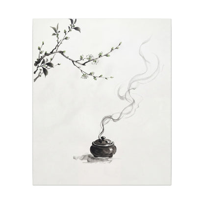 Calm Incense Smoke Canvas Art - Sumi E Zen