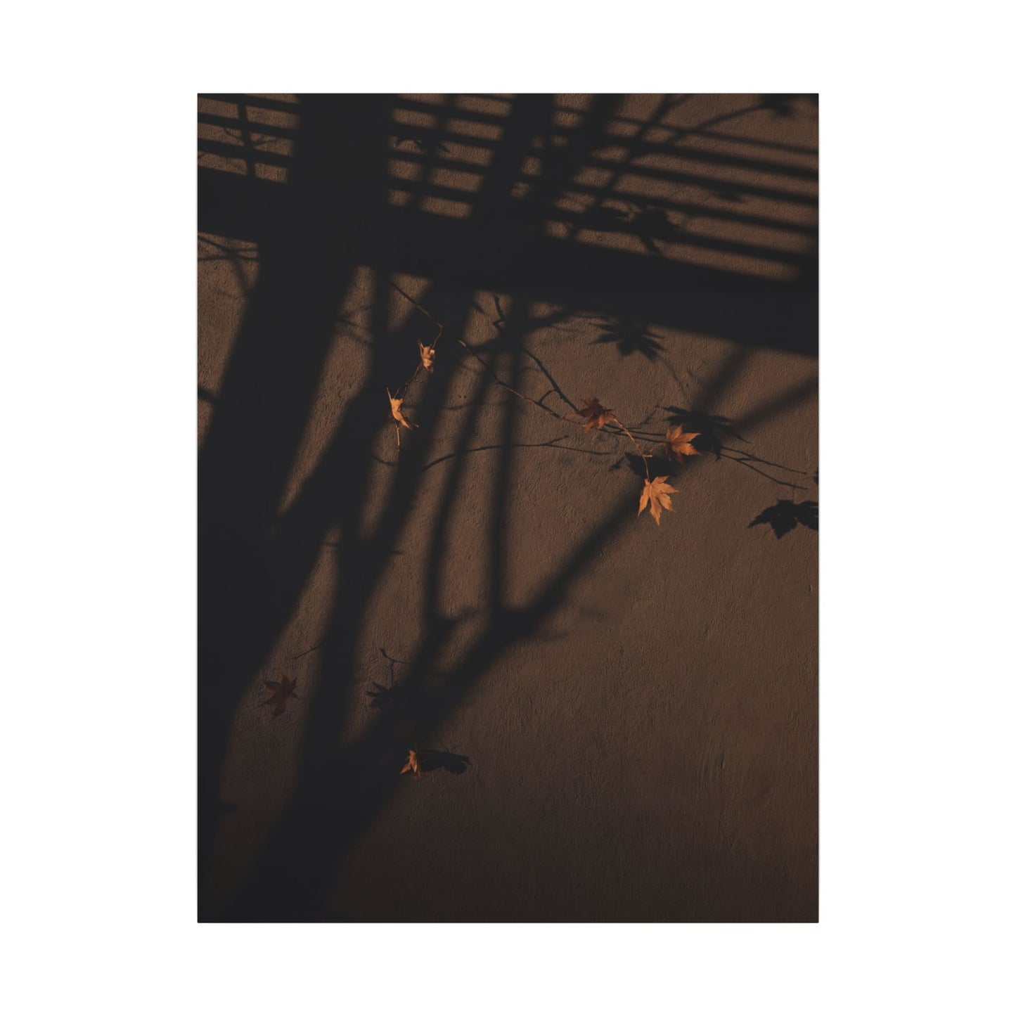 Shadow Play Autumn Canvas Art | Dark Japandi Luxurious Design