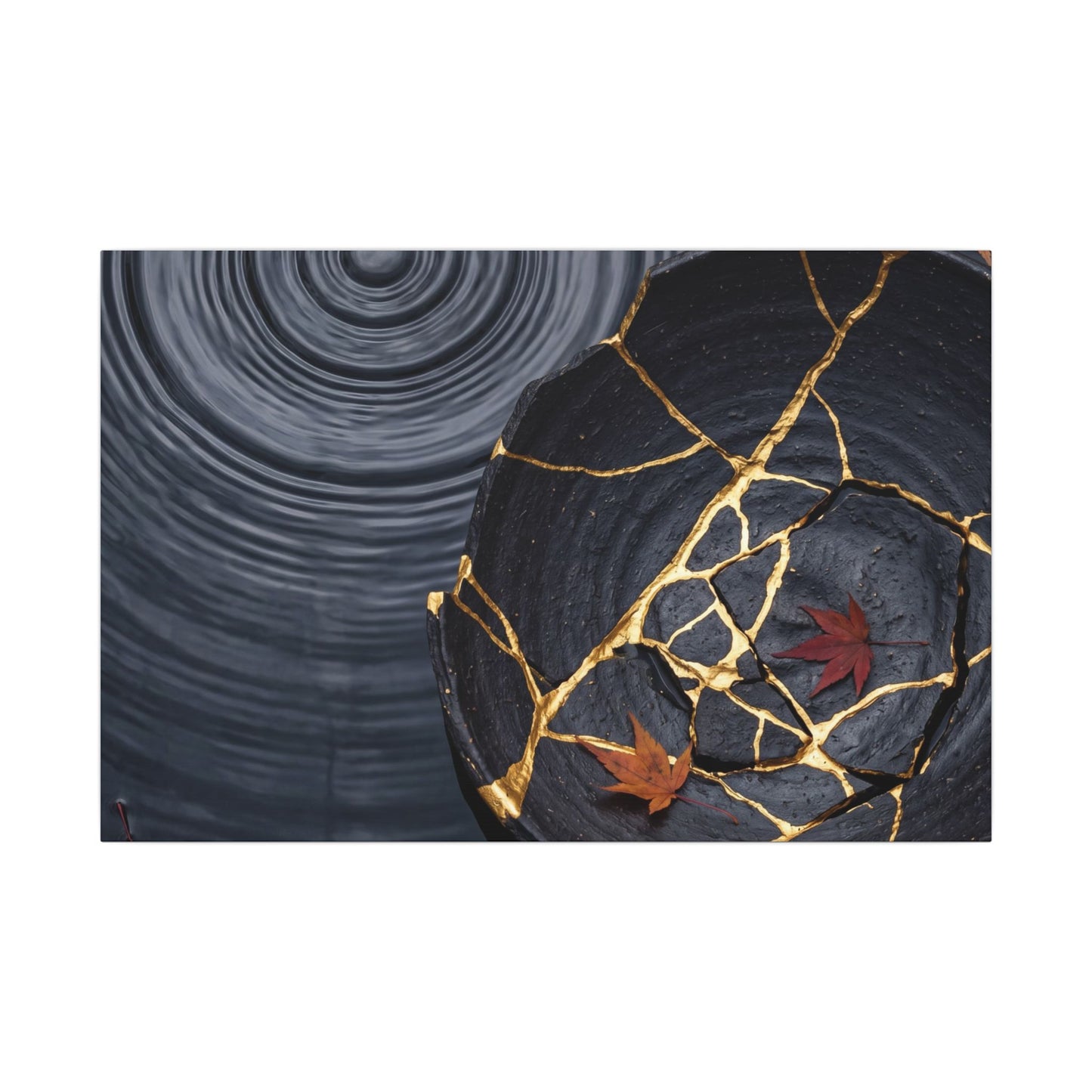 Philosophical Water Ripple Canvas Art - Gold Repair Kintsugi