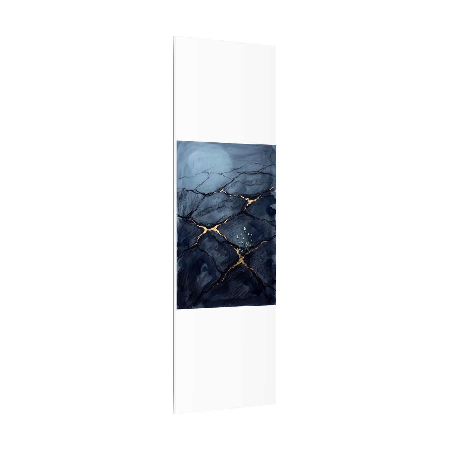 Mono No Aware Cracked Earth Canvas Art - Dark Japandi Charcoal Ink