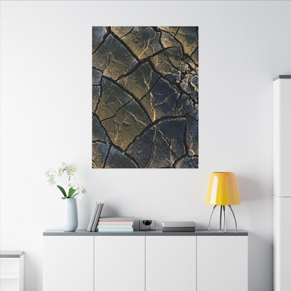 Winter Cracked Earth Moody Minimal Canvas Art | Atmospheric Decor