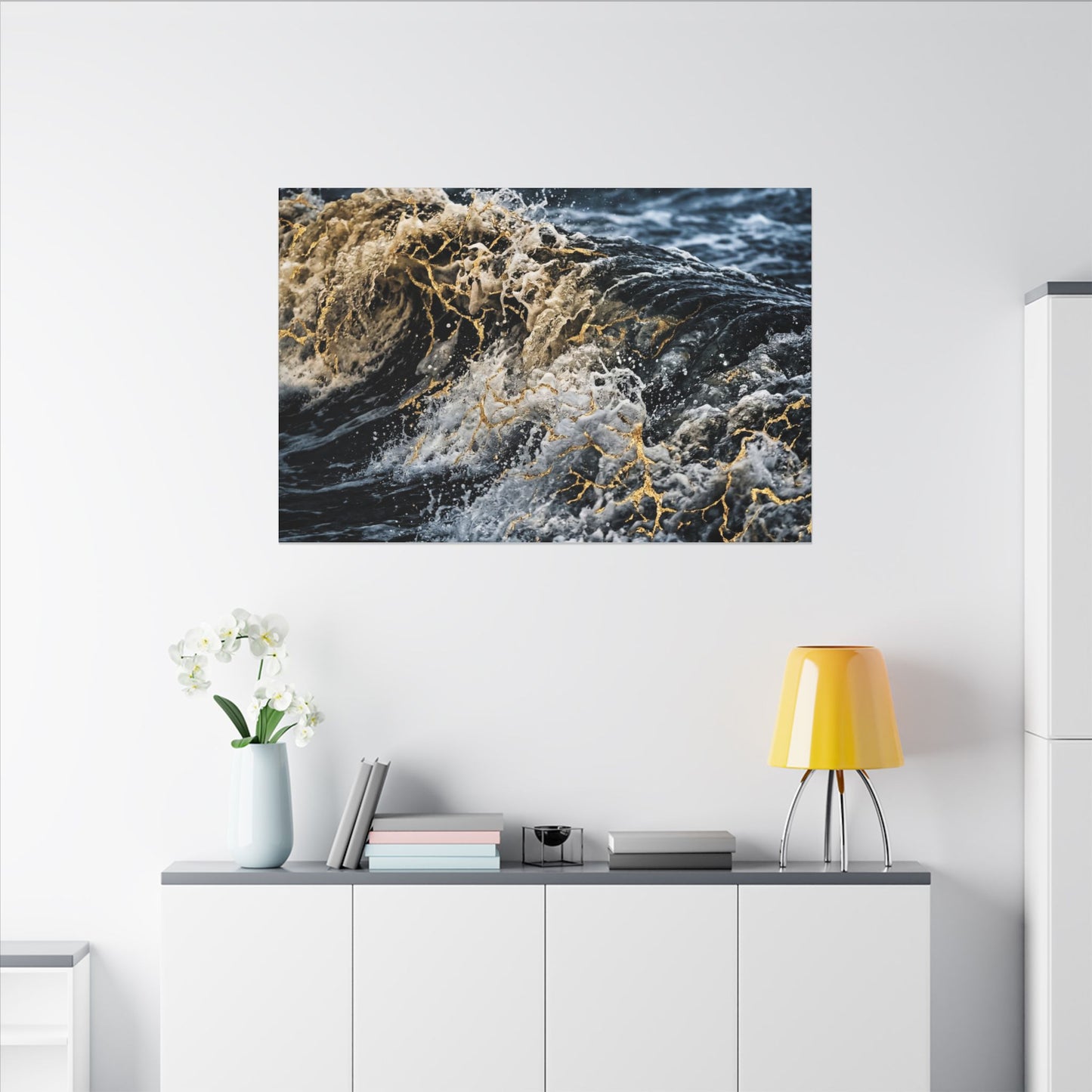Ocean Wave Winter Canvas Art | Kintsugi Artful Design
