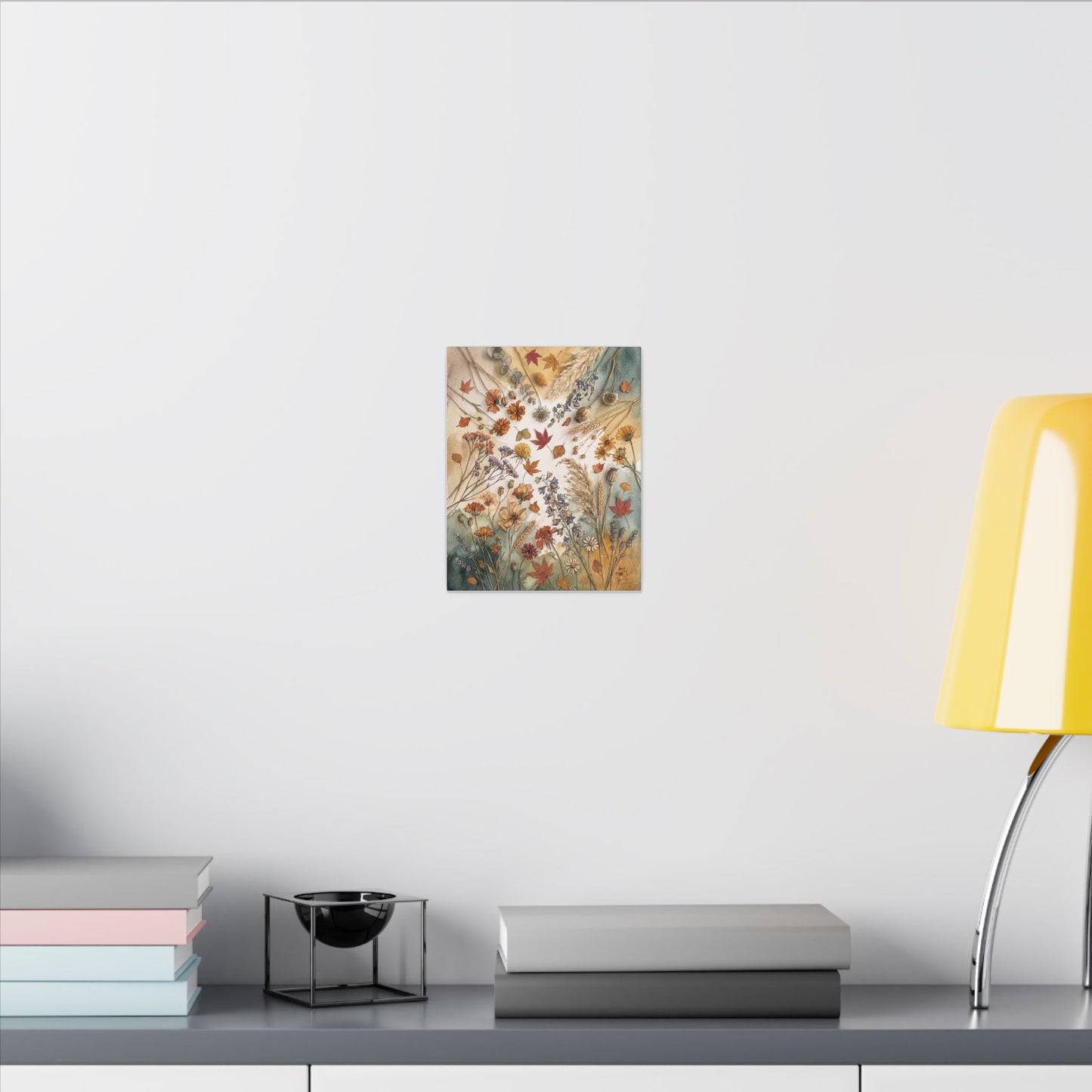 Dried Flowers Canvas Art | Autumn Japandi Watercolor Art