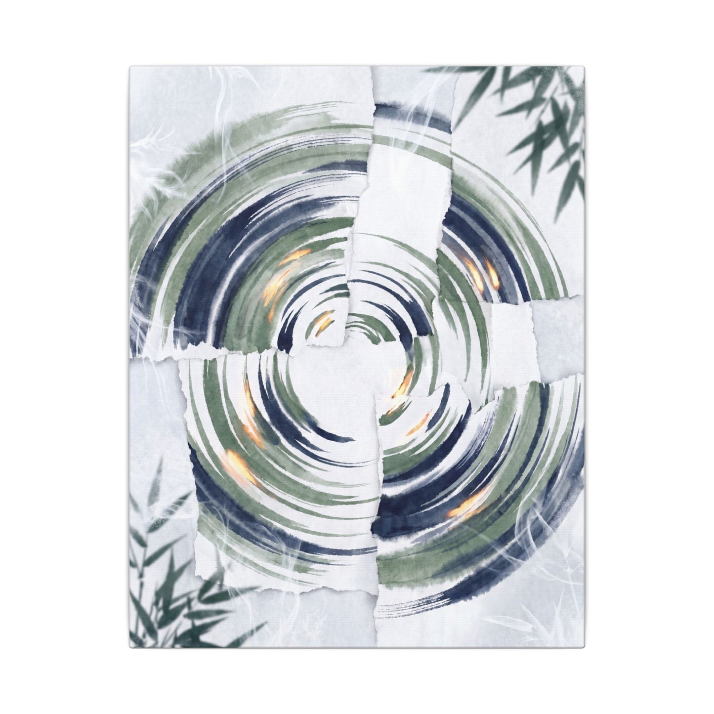 Winter Water Ripple Sumi E Canvas Art | Peaceful Decor