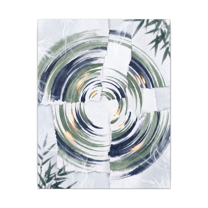Winter Water Ripple Sumi E Canvas Art | Peaceful Decor