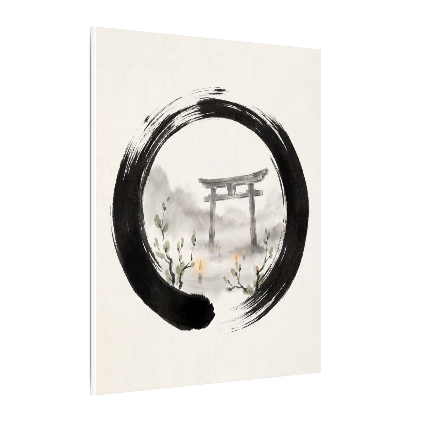 Spring Torii Gate Enso Canvas Art | Tranquil Decor