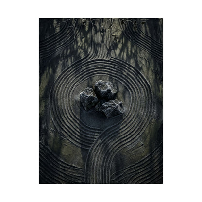 Winter Rock Garden Dark Texture Wall Art Print | Atmospheric Decor