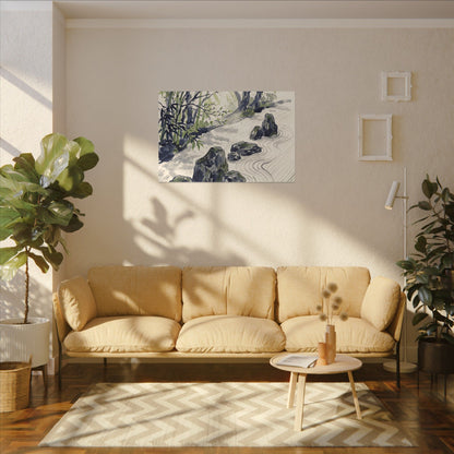 Dappled Rock Garden Canvas Art - Zen Mono No Aware