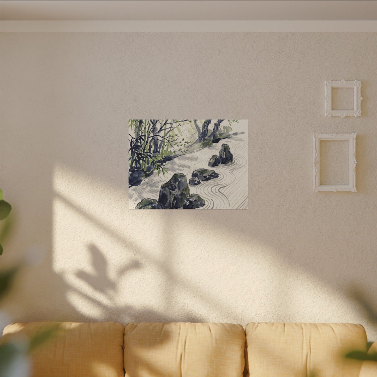Dappled Rock Garden Canvas Art - Zen Mono No Aware