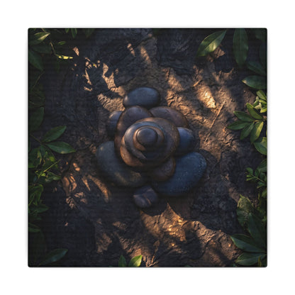 Ma River Stones Canvas Art - Dark Japandi Dark Texture