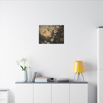 Spring Cherry Blossom Herbarium Canvas Art | Nostalgic Decor