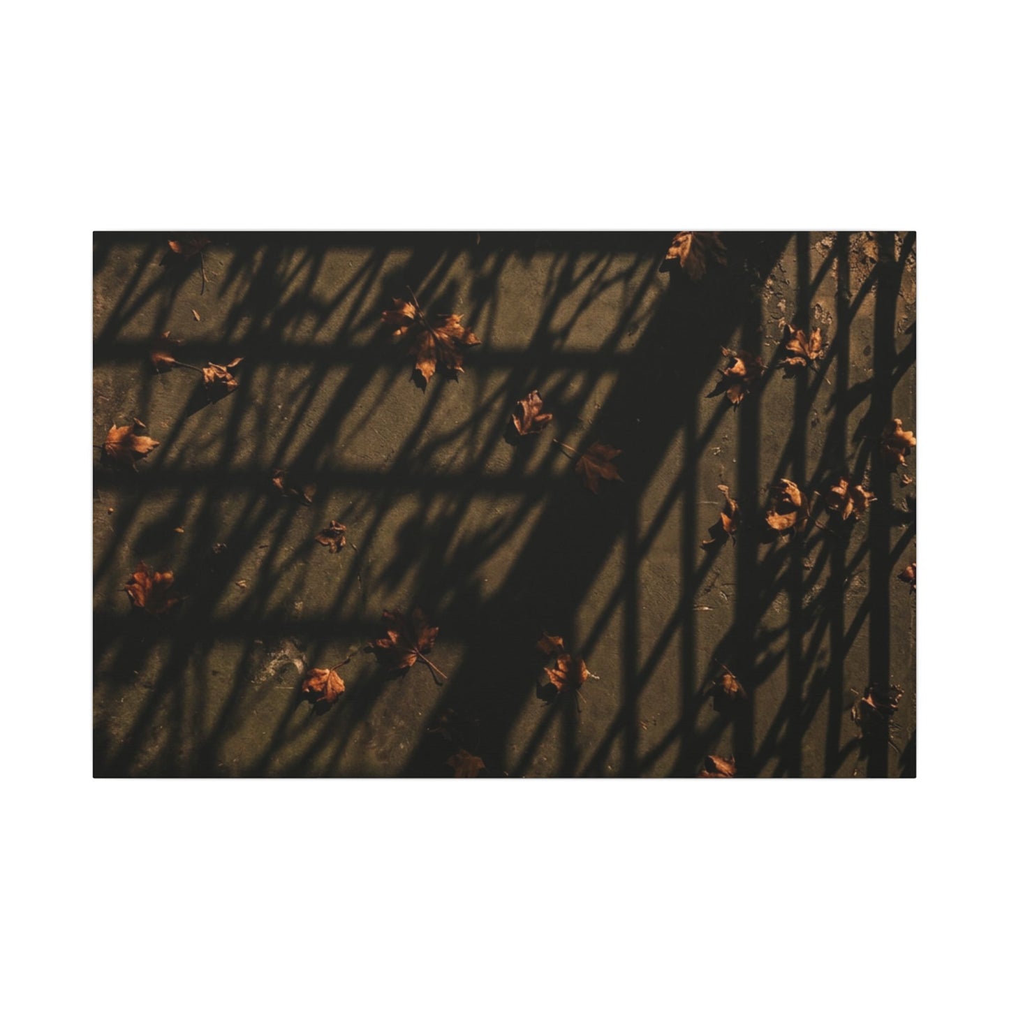 Shadow Play Canvas Art | Autumn Dark Japandi Moody Minimal Art Art Print