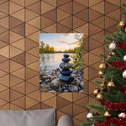 Beautiful River Stones Wall Art Print - Gold Vein Kintsugi
