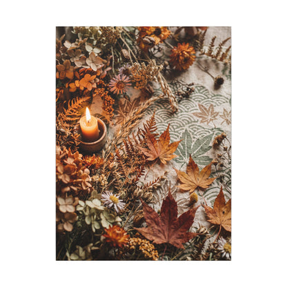 Candlelight Dried Flowers Canvas Art - Japandi Seijaku