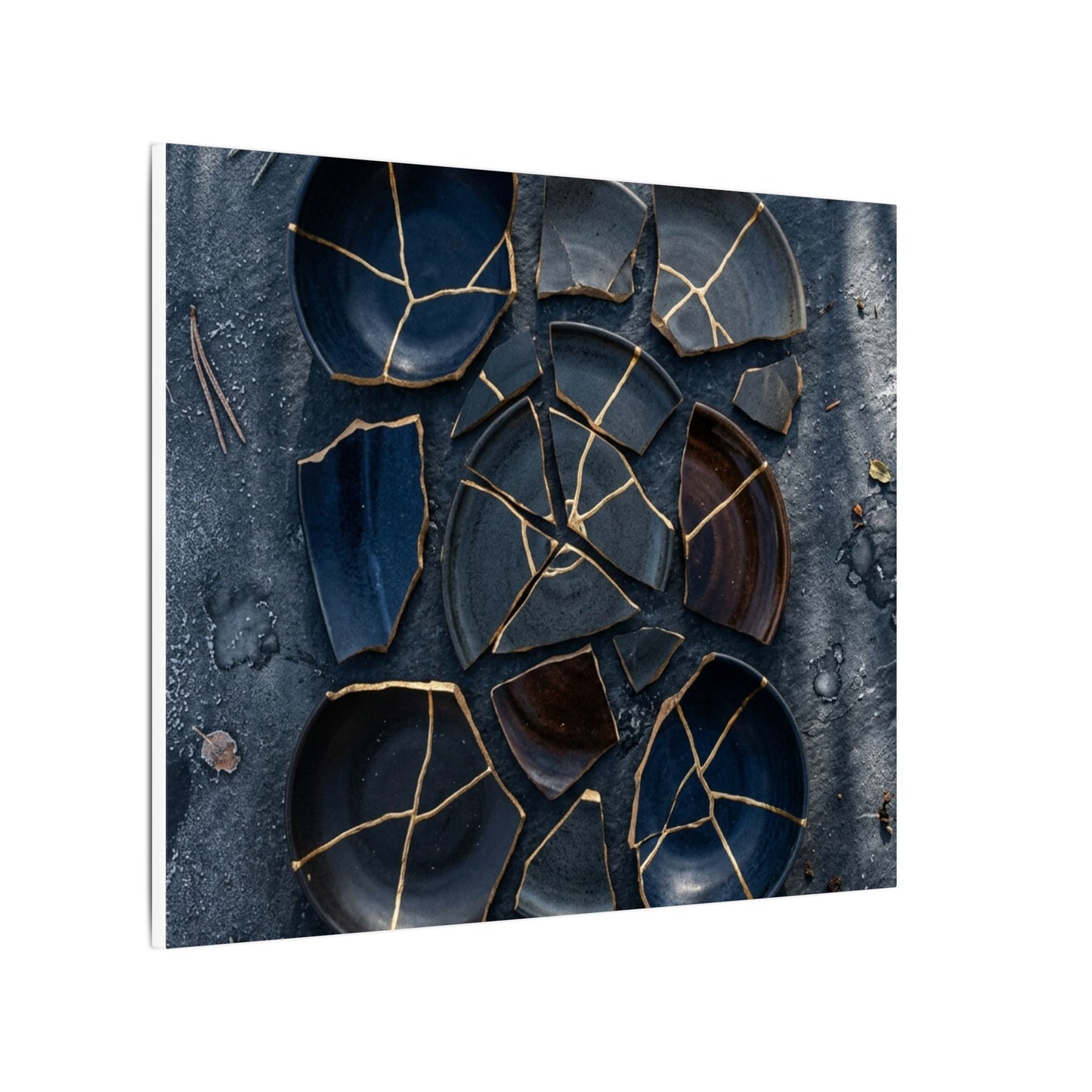 Dark Japandi Broken Pottery in Dappled | Shadow Zen Canvas Art