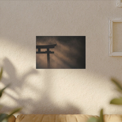 Torii Gate Shadow Zen Canvas Art | Bold Dark Japandi Art