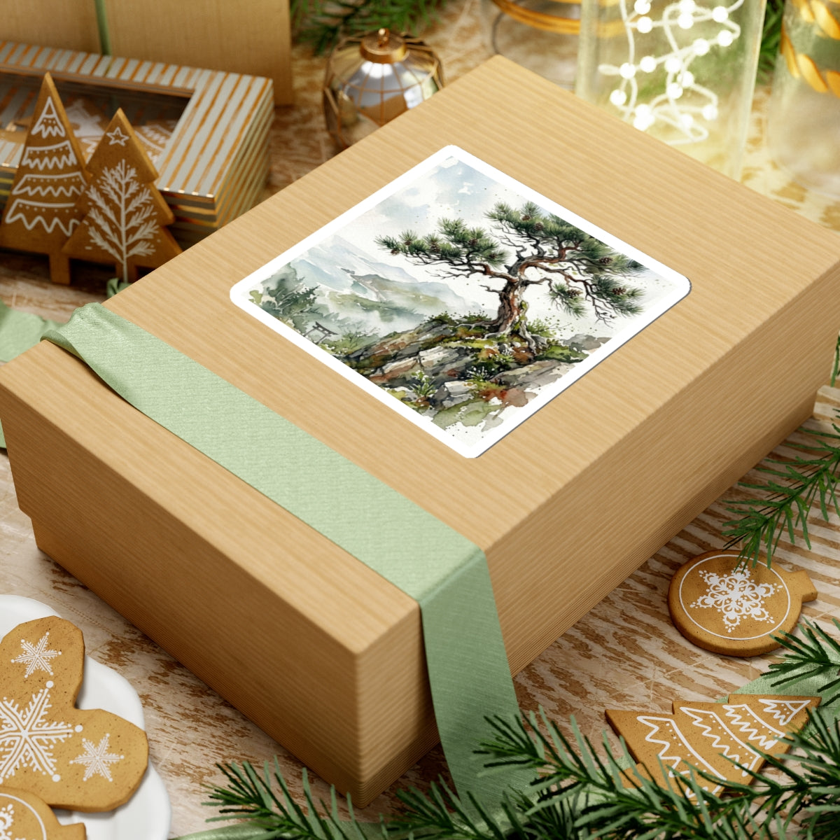 Pine Tree Sticker | Spring Japandi Watercolor Art