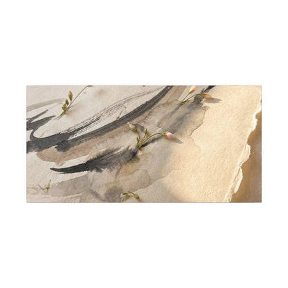 Ink Brushstroke Watercolor Canvas Art | Neutral Japandi Art