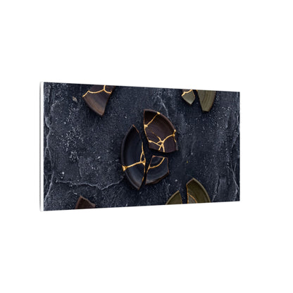 Broken Pottery Canvas Art | Winter Dark Japandi Shadow Zen Art